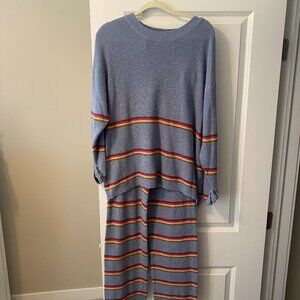 Free People Beach Women's Blue Multicolor Mariner Sweater Set Size Small